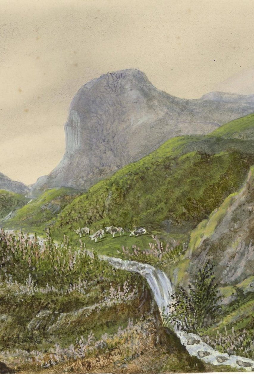 George SAND (1804-1876), Paysage d’Auvergne, aquarelle, technique de la dendrite, 1873, MLC 1967.1.376 - ©Lancosme-Multimédia