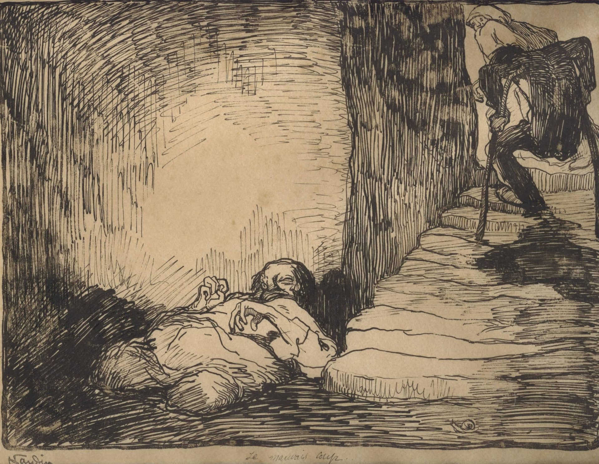 Bernard NAUDIN (1876-1946), Le Mauvais coup, série « Les Affligés », 1904, musée George Sand et de la Vallée Noire, La Châtre